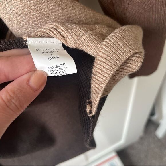 Pink Clover Color Block Cardigan Sweater Pockets Taupe Brown Womens small‎ NWOT - Picture 9 of 14